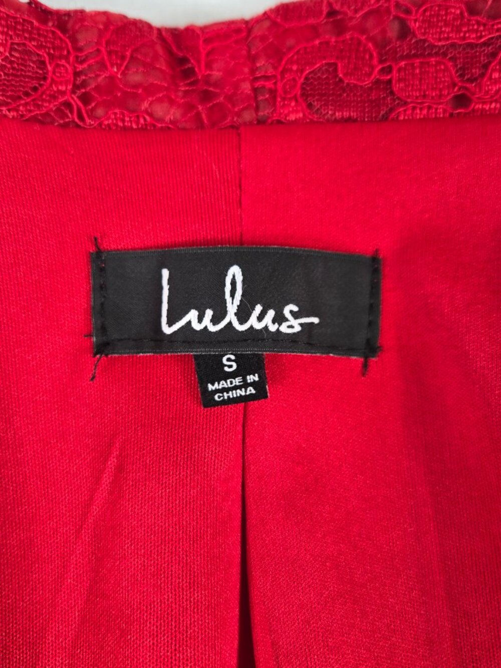 Iconic Lulus Red Lace Overcoat size S - Picture 11 of 13